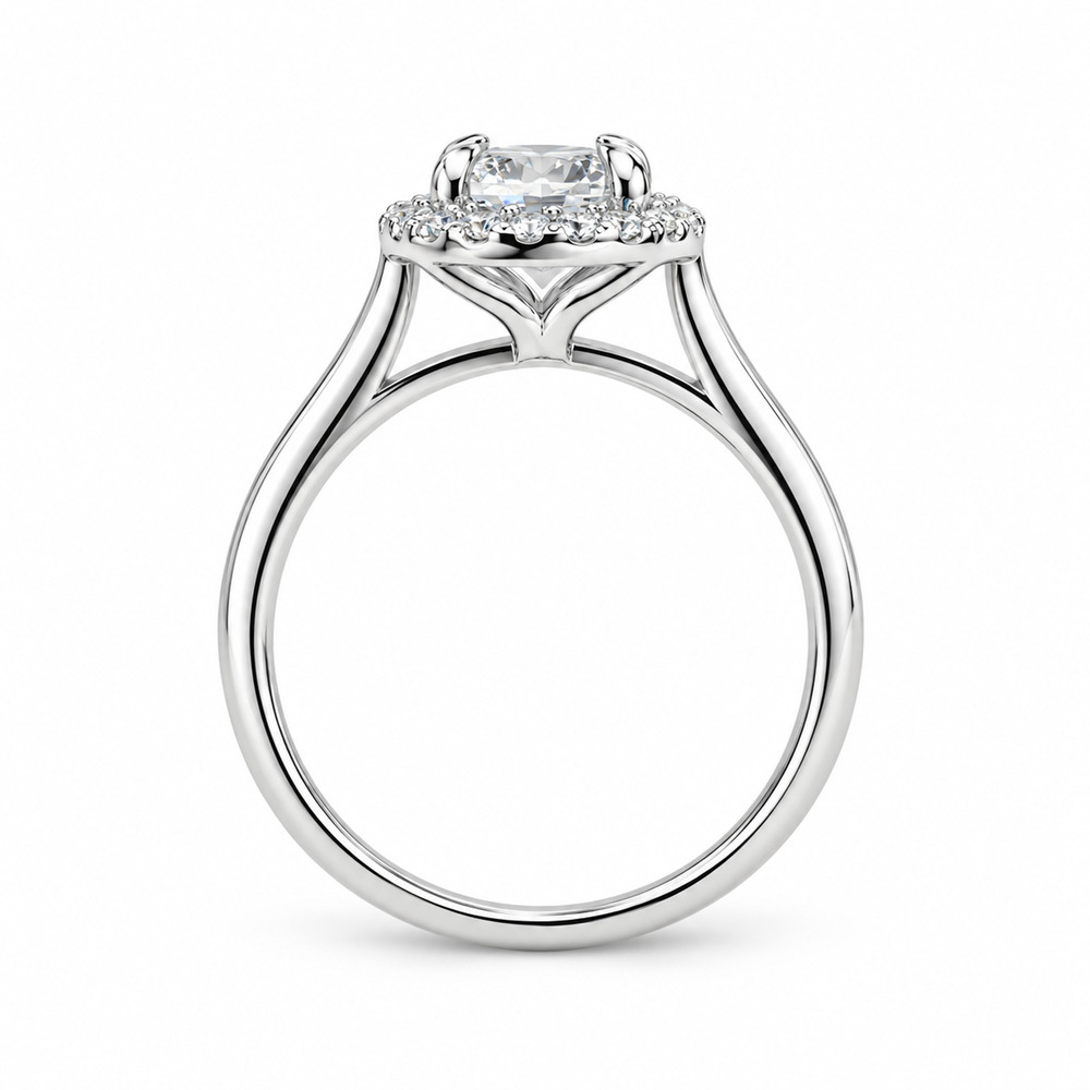 Round Cubic Zirconia Floral Halo Ring 925 Sterling Silver Size 8